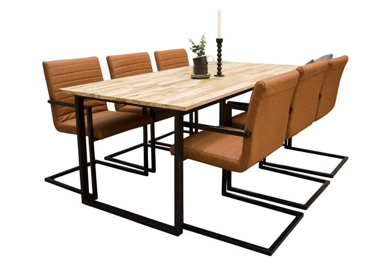 Ezra Spisebordssæt 200 cm Rektangulær med 6 Alan Stole - Sort - Spisebordssæt