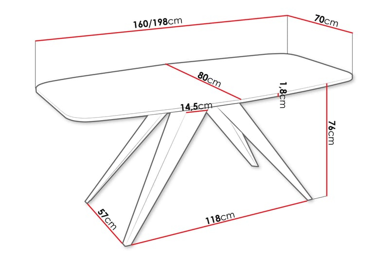 Ferro Spisebord 198 cm - Sort/Beige - Møbler - Borde - Spisebord og køkkenbord