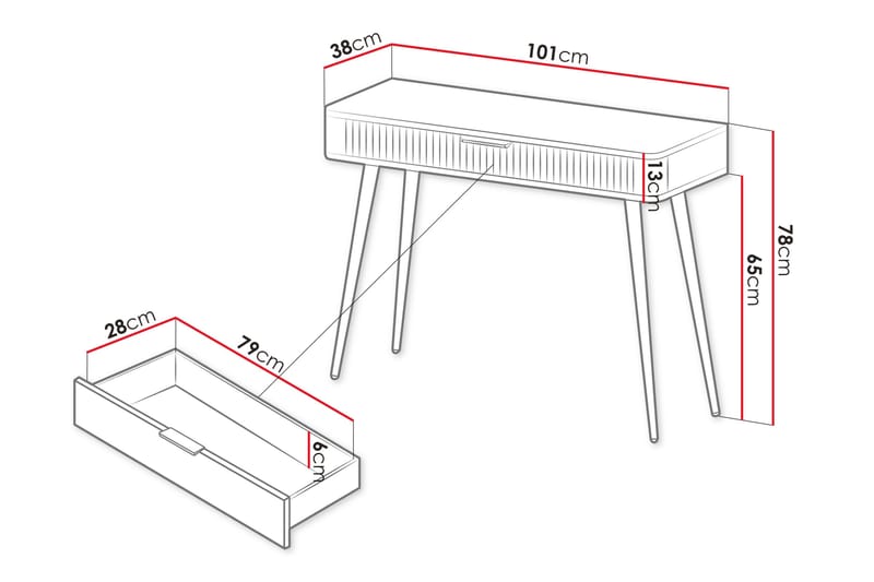 Forba Sminkebord 101 cm - Sort - Møbler - Borde - Sminkebord & konsolbord