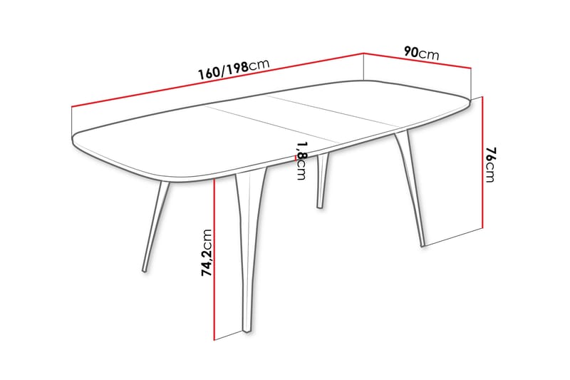 Fritzger Spisebord 198 cm - Sort - Møbler - Borde - Spisebord og køkkenbord