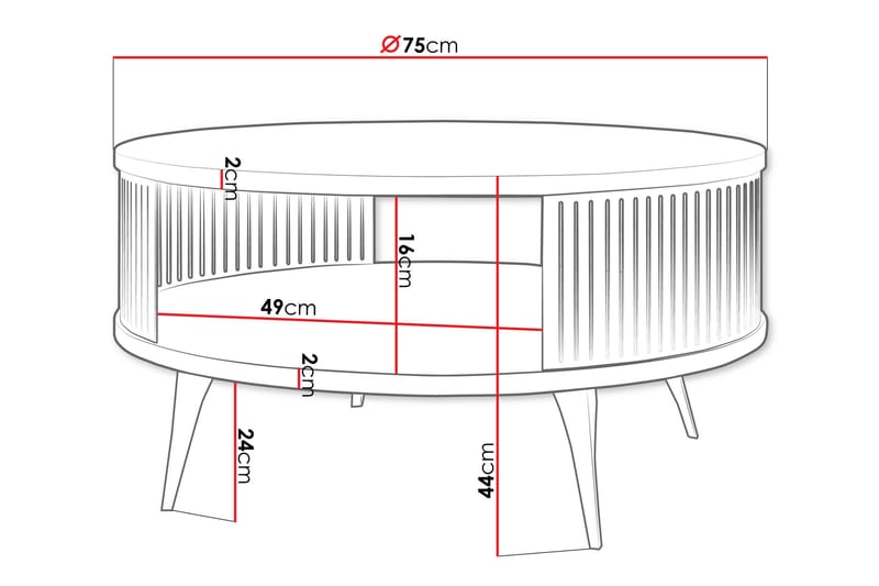 Galia Sofabord 75 cm - Sort/Hvid - Møbler - Borde - Sofabord