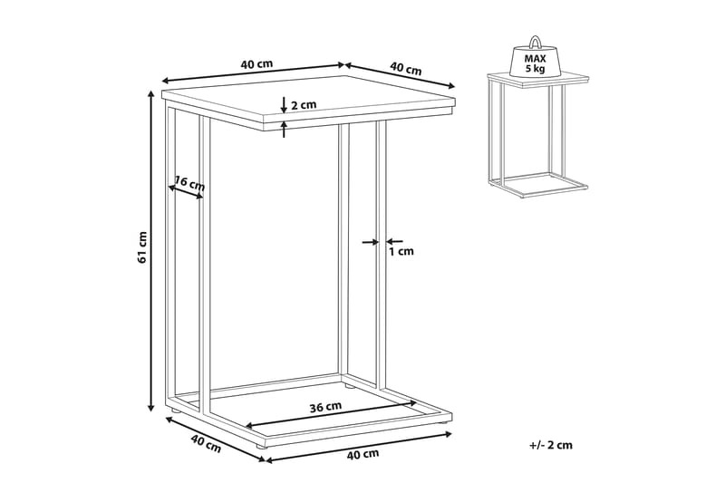 Garth Sofabord 40 cm - Mørkt træ/Sort - Møbler - Borde - Sofabord