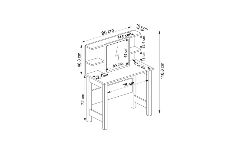 Gedalia Sminkebord 90 cm - Antracit - Møbler - Borde - Sminkebord & konsolbord