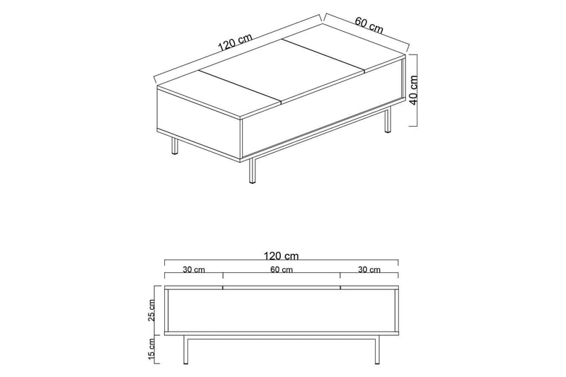 Germaine Sofabord 120 cm - Antracit/Hvid/Sølv - Møbler - Borde - Sofabord