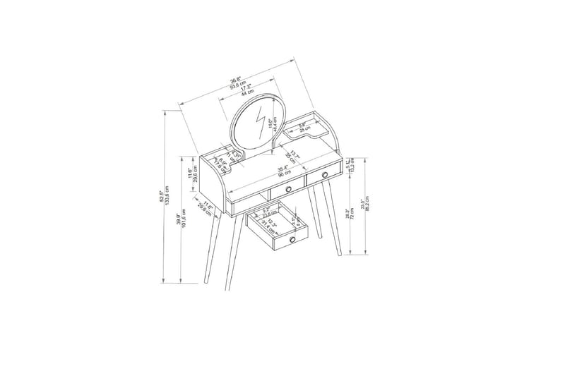 Habiba Sminkebord 93,6 cm - Antracit - Møbler - Borde - Sminkebord & konsolbord