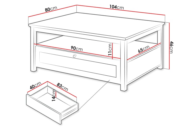 Hammerdal Sofabord 104 cm - Hvid/Eg - Møbler - Borde - Sofabord