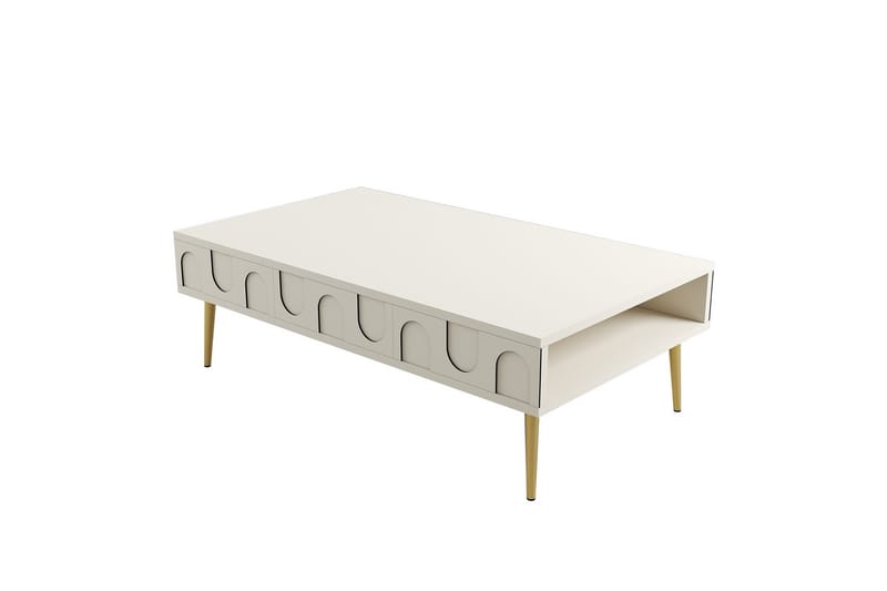 Hazim Sofabord 105 cm - Creme/Guld - Møbler - Borde - Sofabord