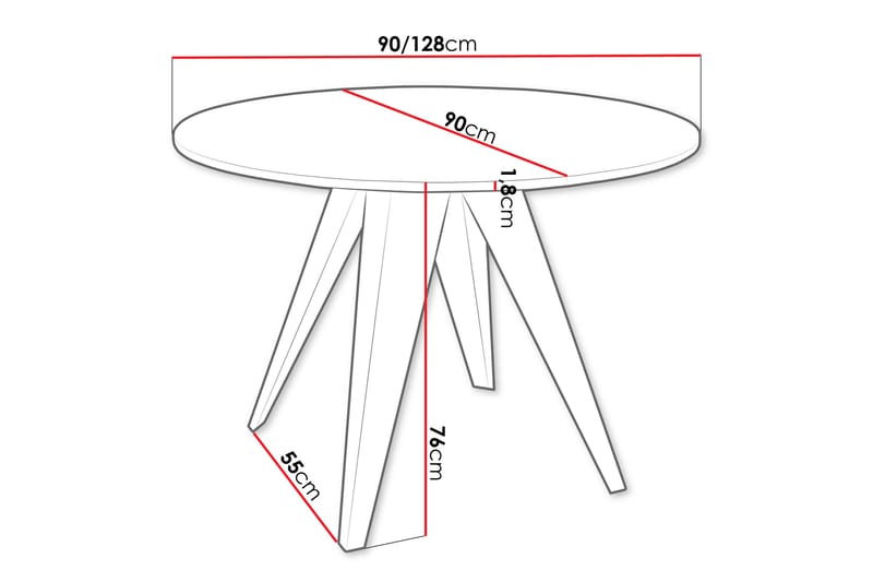 Hoban Spisebord 128 cm - Sort - Møbler - Borde - Spisebord og køkkenbord