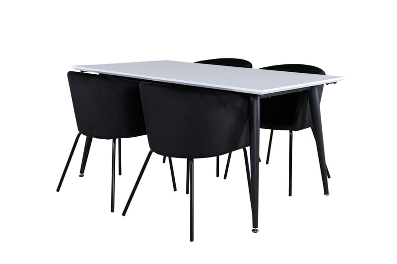 Jimms Spisebordssæt 150 cm Rektangulær med 4 Berita Stole - Sort - Spisebordssæt