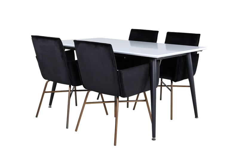 Jimms Spisebordssæt 150 cm Rektangulær med 4 Petra Stole - Sort - Spisebordssæt