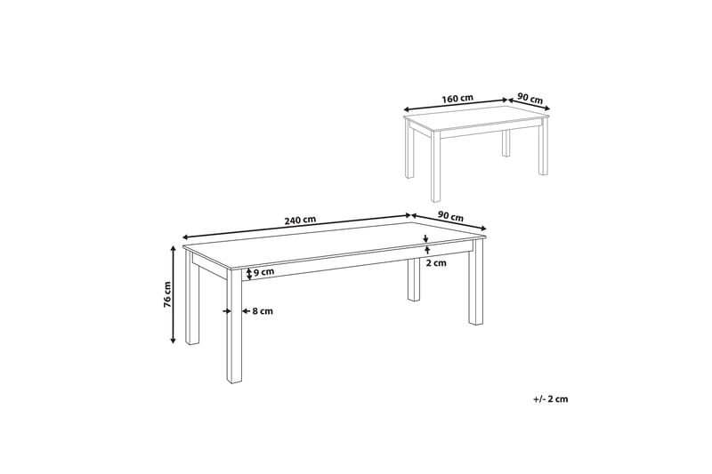 Joliette Spisebord Udvidelsesbart 160-240x90 cm - Lysebrun - Møbler - Borde - Spisebord og køkkenbord