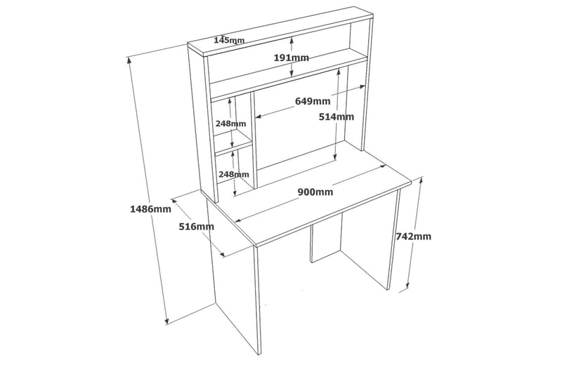 Kaiji Skrivebord 90x51,6 cm Mørk Blå/Sort - Hanah Home - Møbler - Borde - Kontorbord - Skrivebord