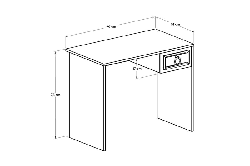 Ajra Skrivebord 90x51 cm Hvit - Hanah Home - Møbler - Borde - Kontorbord - Skrivebord