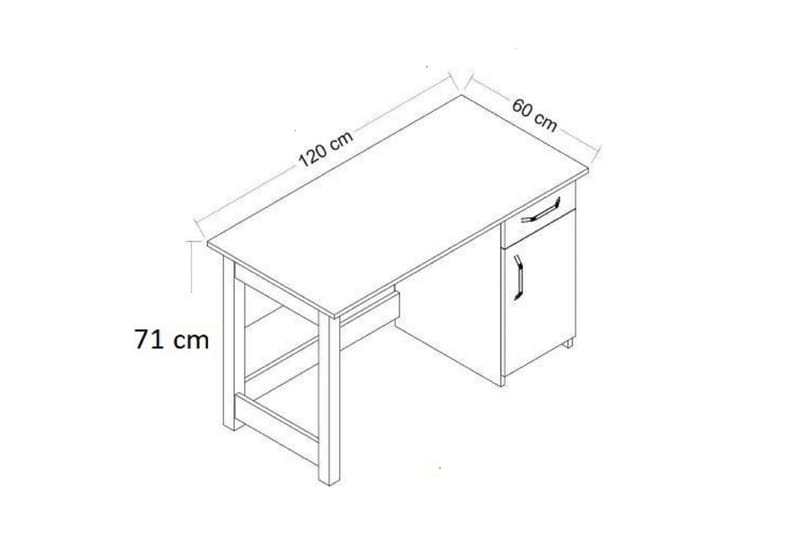 Natural Skrivebord 120x60 cm Hvid/Sort - Hanah Home - Møbler - Borde - Kontorbord - Skrivebord