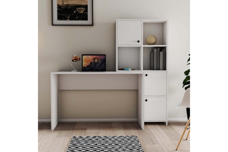 Alskaliden Skrivebord 156,8x51,5 cm Hvid - Hanah Home - Møbler - Borde - Kontorbord - Skrivebord