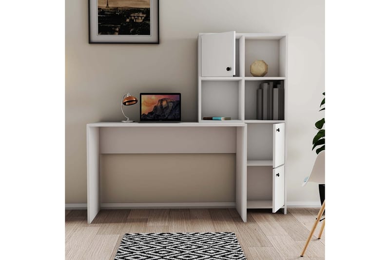 Alskaliden Skrivebord 156,8x51,5 cm Hvid - Hanah Home - Møbler - Borde - Kontorbord - Skrivebord