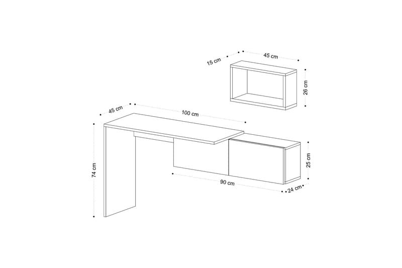 Tiff Skrivebord 74x45 cm Hvid/Brun - Hanah Home - Møbler - Borde - Kontorbord - Skrivebord