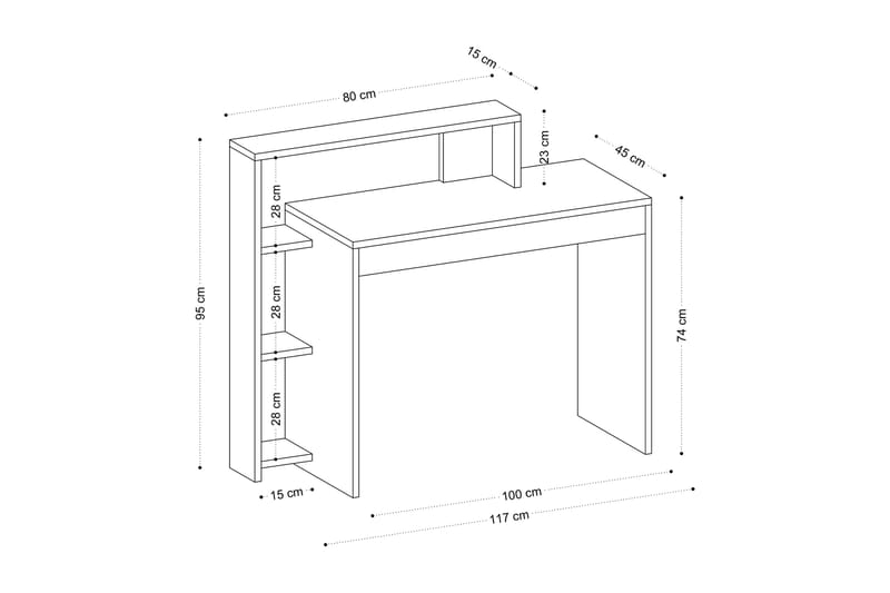 Uma Skrivebord 95x45 cm Brun - Hanah Home - Møbler - Borde - Kontorbord - Skrivebord