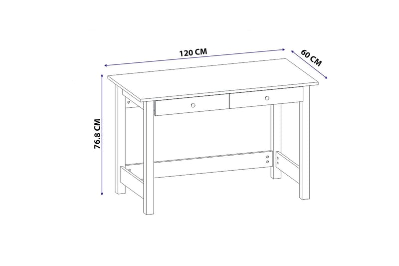 Djarhint Skrivebord 120x60 cm Hvid - Hanah Home - Møbler - Borde - Kontorbord - Skrivebord