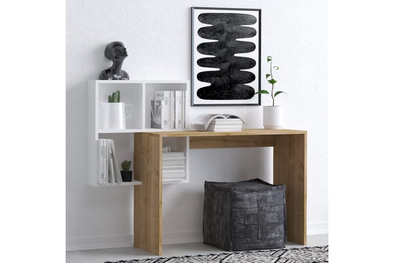 Adell Skrivebord 98x45 cm Hvid/Brun - Hanah Home - Møbler - Borde - Kontorbord - Skrivebord