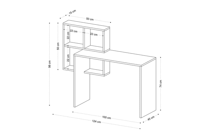 Adell Skrivebord 98x45 cm Hvid/Brun - Hanah Home - Møbler - Borde - Kontorbord - Skrivebord