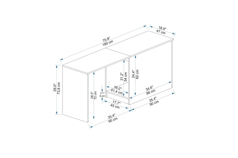 Akser Skrivebord 47x180 cm - Brun/Antracit - Møbler - Borde - Kontorbord - Skrivebord