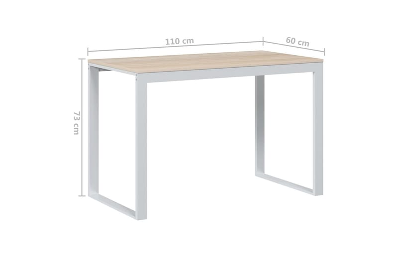 computerbord 110x60x73 cm spånplade hvid og egetræsfarvet - Brun - Møbler - Borde - Kontorbord - Skrivebord