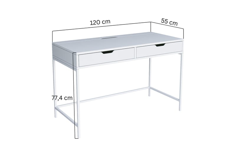 Durusu Skrivebord 55x120 cm - Hvid - Møbler - Borde - Kontorbord - Skrivebord