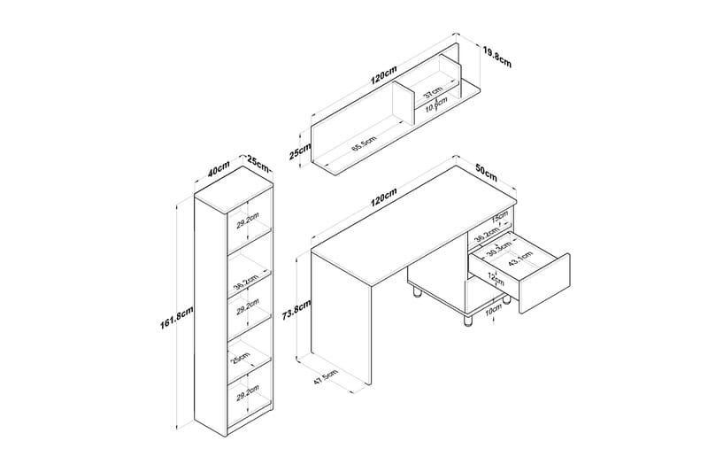 Eireann Skrivebord 50x120 cm - Valnød/Antracit - Møbler - Borde - Kontorbord - Skrivebord