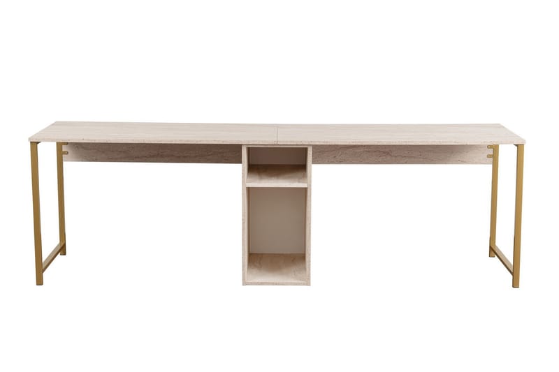 Hu Skrivebord 60x240 cm - Beige/Guld - Møbler - Borde - Kontorbord - Skrivebord