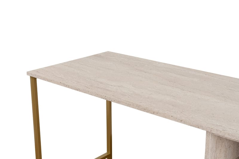 Hu Skrivebord 60x240 cm - Beige/Guld - Møbler - Borde - Kontorbord - Skrivebord