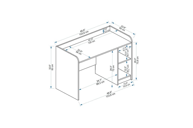 Luses Skrivebord 23,6x123,6 cm - Brun/Beige - Møbler - Borde - Kontorbord - Skrivebord