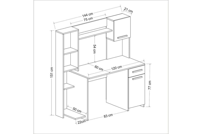 Nagda Skrivbord 60x120 cm - Hvid - Møbler - Borde - Kontorbord - Skrivebord