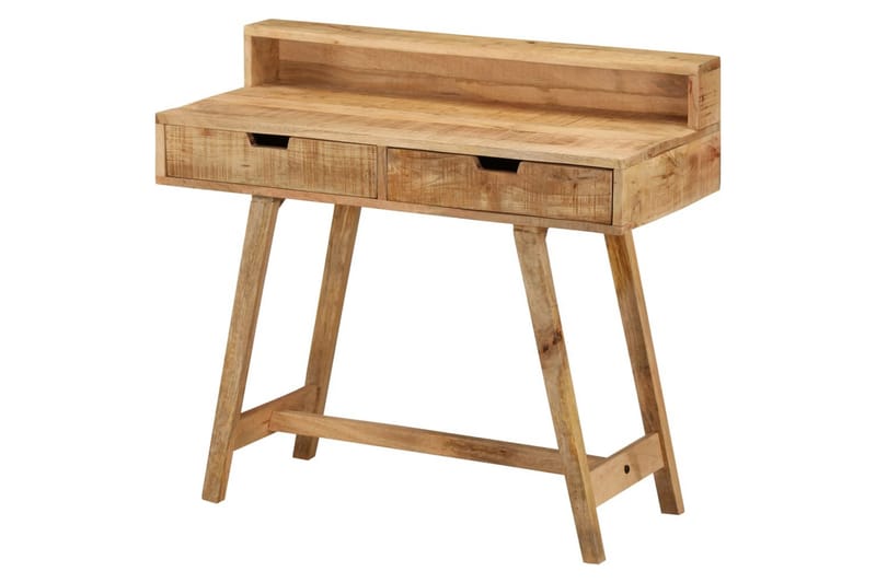 skrivebord 100x45x90 cm massivt ru mangotræ - Brun - Møbler - Borde - Kontorbord - Skrivebord