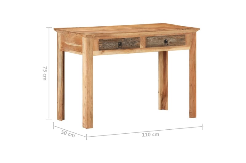 Skrivebord 110x50x75 cm massivt genbrugstræ - Brun - Møbler - Borde - Kontorbord - Skrivebord