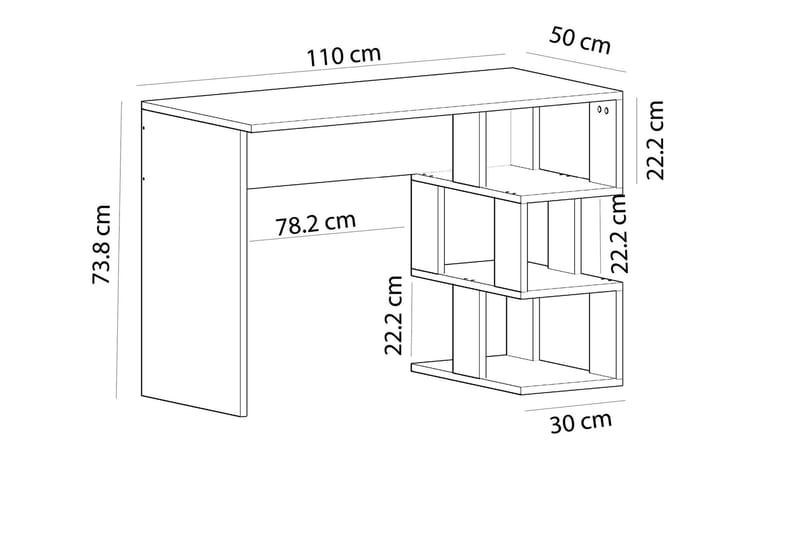 Alfered Skrivebord 110 cm - Hvid / natur - Møbler - Borde - Kontorbord - Skrivebord