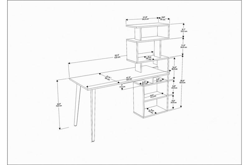 Andifli Skrivebord 55x146,4x133 cm med opbevaring - Brun - Møbler - Borde - Kontorbord - Skrivebord