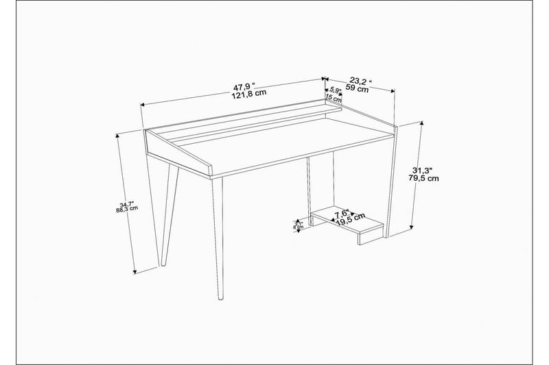 Andifli Skrivebord 59x88,3x121,8 cm med opbevaring - Brun - hæve-sænke-bord - Skrivebord - Computerbord