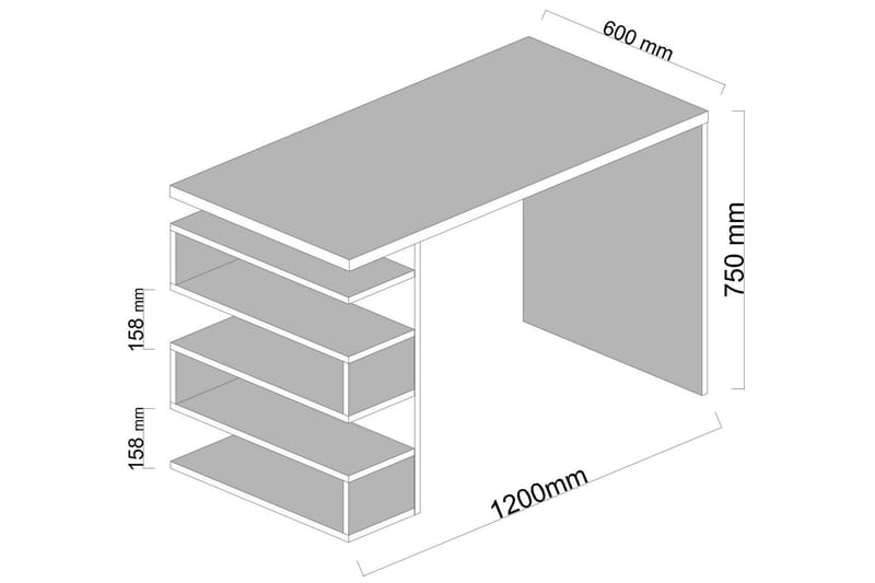 Asillane Skrivebord 120 cm med Sideopbevaring - Hvid/Valnøddebrun - Møbler - Borde - Kontorbord - Skrivebord