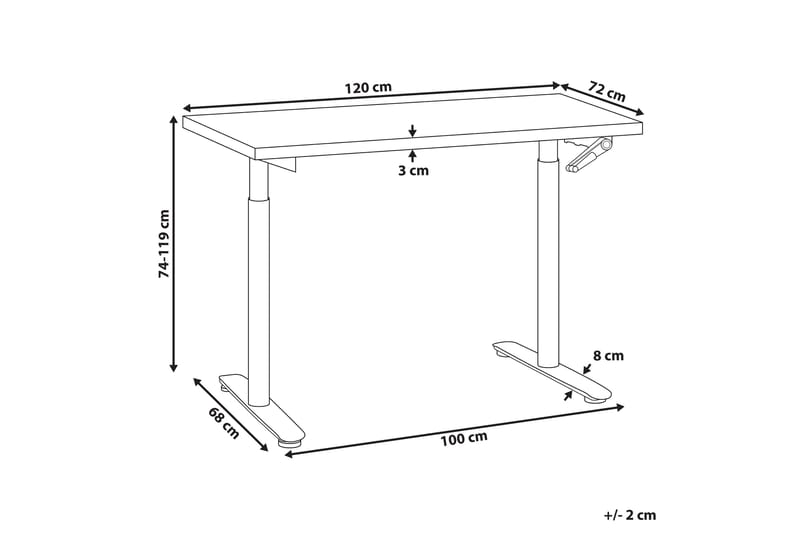 Banner Skrivebord 72x120 cm - Grå/Hvid - Møbler - Borde - Kontorbord - Skrivebord - hæve-sænke-bord