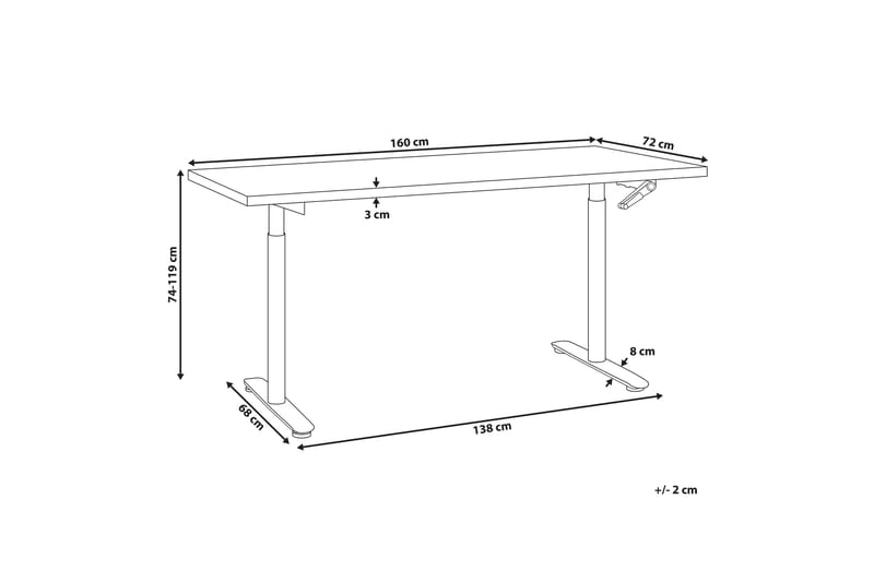 Banner Skrivebord 72x160 cm - Hvid - Møbler - Borde - Kontorbord - Skrivebord - hæve-sænke-bord