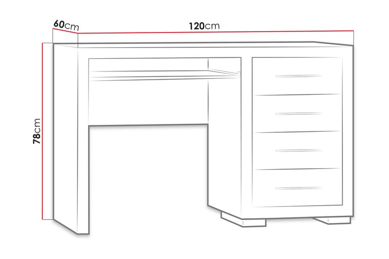 Benavila Skrivebord 120 cm med Opbevaring 4 Skuffer - Egefarvet/Brun - Møbler - Borde - Kontorbord - Skrivebord