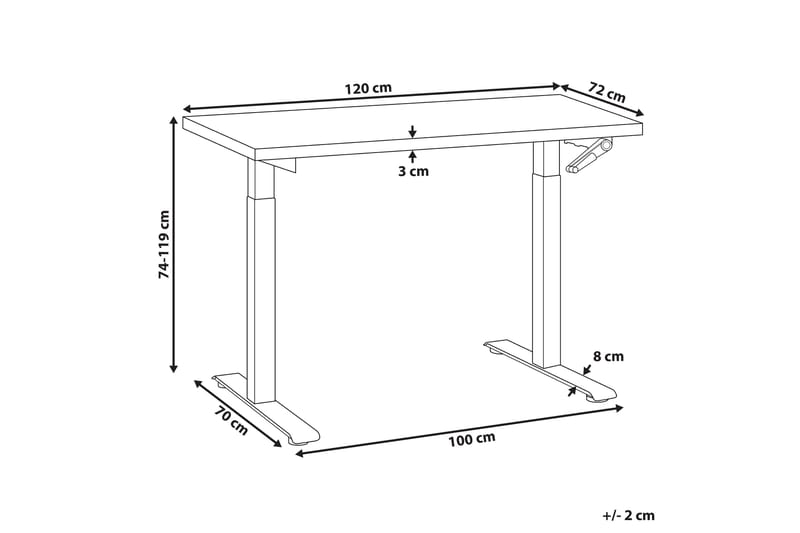 Bina Skrivebord 72x120 cm - Grå/Hvid - Møbler - Borde - Kontorbord - Skrivebord - hæve-sænke-bord