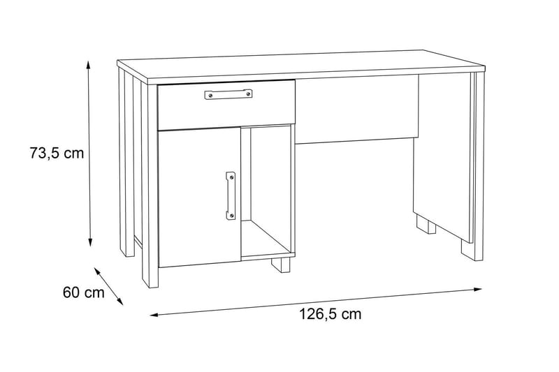 Cadle Skrivebord 127 cm med Opbevaring Skuffe + Skab - Brun/Grå - Møbler - Borde - Kontorbord - Skrivebord