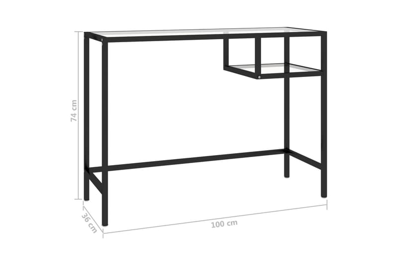 computerbord 100x36x74 cm glas transparent - gennemsigtig - Møbler - Borde - Kontorbord - Skrivebord