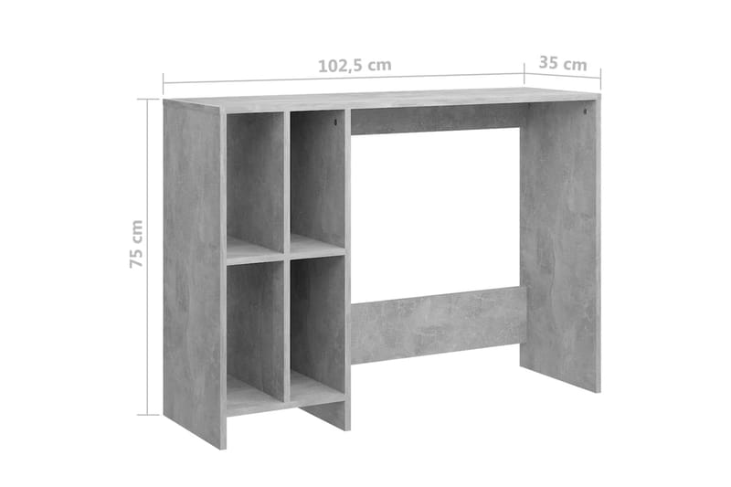 computerbord 102,5x35x75 cm spånplade betongrå - Grå - Møbler - Borde - Kontorbord - Skrivebord