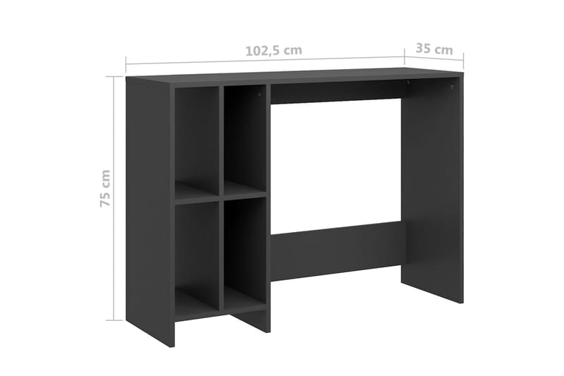 computerbord 102,5x35x75 cm spånplade grå - Grå - Møbler - Borde - Kontorbord - Skrivebord