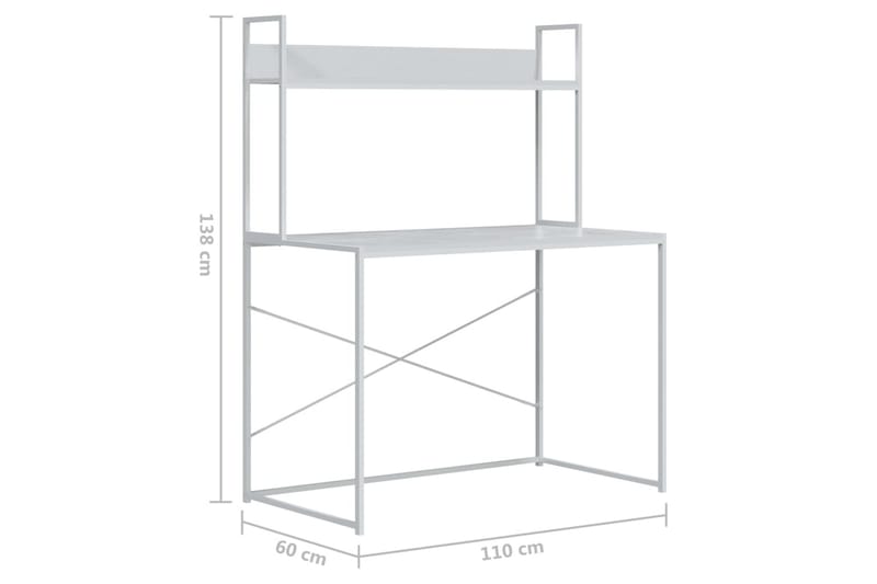 computerbord 110x60x138 cm spånplade hvid - Hvid - Møbler - Borde - Kontorbord - Skrivebord