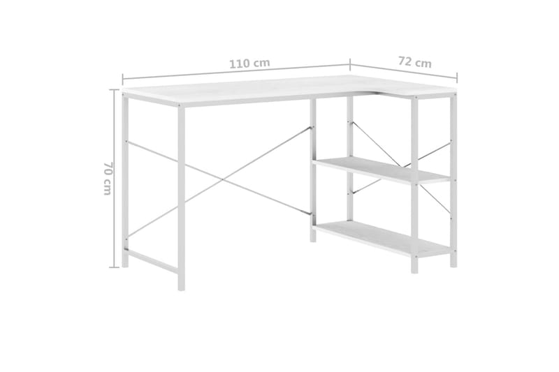 computerbord 110x72x70 cm spånplade hvid - Hvid - Møbler - Borde - Kontorbord - Skrivebord