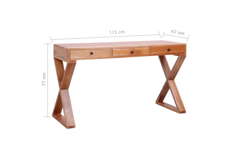 computerbord 115x47x77 cm massivt mahognitræ naturfarvet - Brun - Møbler - Borde - Kontorbord - Skrivebord